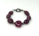 Natural Ruby Pave Diamond Bracelet, Ruby Gemstone Bracelet, Spiritual Jewelry, Healing Crystal Bracelet, Chakra Jewelry, July Birthstone