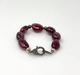 Natural Ruby Pave Diamond Bracelet, Ruby Gemstone Bracelet, Spiritual Jewelry, Healing Crystal Bracelet, Chakra Jewelry, July Birthstone