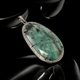 Rare Emerald Diamond Pendant, May Birthstone Silver Gemstone Pendant, Spiritual Healing Crystal Jewelry, Heart Chakra Jewelry 2.5”x 1.30”