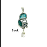 Larimar Pendant with Sky Blue Topaz & Crystal Quartz, Spiritual Healing Crystal Pendant, Silver Gemstone Chakra Jewelry, December Birthstone