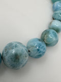 Genuine Larimar Gemstone Bracelet, Pave Diamond Adjustable Bracelet, Dominican Republic Larimar Jewelry