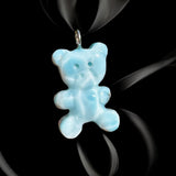 10g Rare Larimar Teddy Bear Pendant, Silver Larimar Teddy Bear Pendant, Spiritual Crystal Healing Chakra Pendant, December Birthstone Gifts