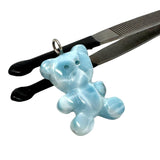 10g Rare Larimar Teddy Bear Pendant, Silver Larimar Teddy Bear Pendant, Spiritual Crystal Healing Chakra Pendant, December Birthstone Gifts