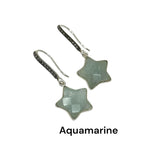 Silver Gemstone Earrings, Star Diamond Earrings, Spiritual Healing Crystal Chakra Jewelry, Amethyst, Carnelian, Citrine, Emerald, Aquamarine