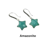 Silver Gemstone Earrings, Star Diamond Earrings, Spiritual Healing Crystal Chakra Jewelry, Amethyst, Carnelian, Citrine, Emerald, Aquamarine