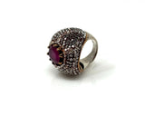 Turkish Ottoman Ring, Victorian Style Cubic Zirconia and Red Onyx Ring, Sterling Silver Handmade Turkish Ring, Gifts for Her, US Size 7