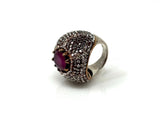 Turkish Ottoman Ring, Victorian Style Cubic Zirconia and Red Onyx Ring, Sterling Silver Handmade Turkish Ring, Gifts for Her, US Size 7
