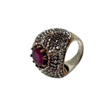 Turkish Ottoman Ring, Victorian Style Cubic Zirconia and Red Onyx Ring, Sterling Silver Handmade Turkish Ring, Gifts for Her, US Size 7