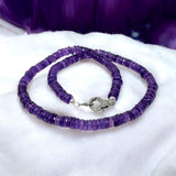 17.5” Amethyst Pave Diamond Necklace, Spiritual Healing Amethyst Crystal Necklace, Crown Chakra Jewelry, February Birthstone Gifts for Her