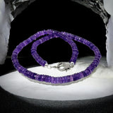 17.5” Amethyst Pave Diamond Necklace, Spiritual Healing Amethyst Crystal Necklace, Crown Chakra Jewelry, February Birthstone Gifts for Her