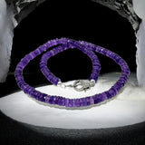 17.5” Amethyst Pave Diamond Necklace, Spiritual Healing Amethyst Crystal Necklace, Crown Chakra Jewelry, February Birthstone Gifts for Her