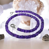 17.5” Amethyst Pave Diamond Necklace, Spiritual Healing Amethyst Crystal Necklace, Crown Chakra Jewelry, February Birthstone Gifts for Her