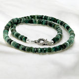 17.25” Emerald Pave Diamond Necklace, Spiritual Healing Crystal Necklace, Heart Chakra Gemstone Jewelry, May Birthstone Handmade Gifts