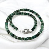 17.25” Emerald Pave Diamond Necklace, Spiritual Healing Crystal Necklace, Heart Chakra Gemstone Jewelry, May Birthstone Handmade Gifts
