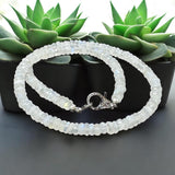 17.5 ” Rainbow Moonstone Pave Diamond Necklace, Spiritual Healing Gemstone Necklace , Crown Chakra Jewelry, June Birthstone Crystal Necklace