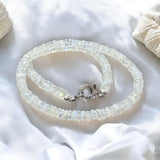 17.5 ” Rainbow Moonstone Pave Diamond Necklace, Spiritual Healing Gemstone Necklace , Crown Chakra Jewelry, June Birthstone Crystal Necklace