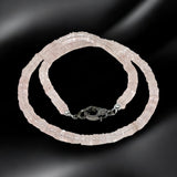 17.75” Rose Quartz Pave Diamond Necklace, Spiritual Healing Crystal Necklace, Heart Chakra Gemstone Jewelry, Birthstone Handmade Gifts