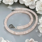 17.75” Rose Quartz Pave Diamond Necklace, Spiritual Healing Crystal Necklace, Heart Chakra Gemstone Jewelry, Birthstone Handmade Gifts