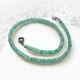 17.75” Peruvian Amazonite Pave Diamond Necklace, Spiritual Healing Crystal Necklace, Chakra Gemstone Jewelry, March December Birthstone Gift