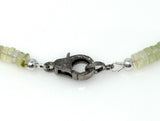 17.25" Prehnite Pave Diamond Necklace, Spiritual Healing Crystal Necklace, Heart Chakra Gemstone Jewelry, Birthstone Handmade Gifts