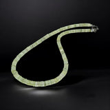 17.25" Prehnite Pave Diamond Necklace, Spiritual Healing Crystal Necklace, Heart Chakra Gemstone Jewelry, Birthstone Handmade Gifts