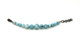 Genuine Larimar Gemstone Bracelet, Pave Diamond Adjustable Bracelet, Dominican Republic Larimar Jewelry