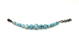 Genuine Larimar Gemstone Bracelet, Pave Diamond Adjustable Bracelet, Dominican Republic Larimar Jewelry