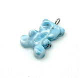 10g Rare Larimar Teddy Bear Pendant, Silver Larimar Teddy Bear Pendant, Spiritual Crystal Healing Chakra Pendant, December Birthstone Gifts