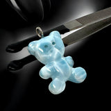 10g Rare Larimar Teddy Bear Pendant, Silver Larimar Teddy Bear Pendant, Spiritual Crystal Healing Chakra Pendant, December Birthstone Gifts
