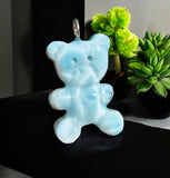 10g Rare Larimar Teddy Bear Pendant, Silver Larimar Teddy Bear Pendant, Spiritual Crystal Healing Chakra Pendant, December Birthstone Gifts