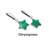 Silver Gemstone Earrings, Star Diamond Earrings, Spiritual Healing Crystal Chakra Jewelry, Amethyst, Carnelian, Citrine, Emerald, Aquamarine