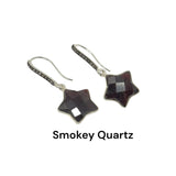 Silver Gemstone Earrings, Star Diamond Earrings, Spiritual Healing Crystal Chakra Jewelry, Amethyst, Carnelian, Citrine, Emerald, Aquamarine
