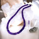 17.5” Amethyst Pave Diamond Necklace, Spiritual Healing Amethyst Crystal Necklace, Crown Chakra Jewelry, February Birthstone Gifts for Her
