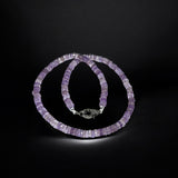 17.5” Amethyst Pave Diamond Necklace, Spiritual Crystal Necklace, Crown Chakra Healing Jewelry, February Birthstone, Meditation Gifts