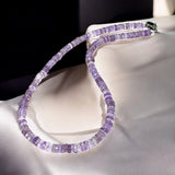 17.5” Amethyst Pave Diamond Necklace, Spiritual Crystal Necklace, Crown Chakra Healing Jewelry, February Birthstone, Meditation Gifts