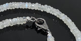 17.5 ” Rainbow Moonstone Pave Diamond Necklace, Spiritual Healing Gemstone Necklace , Crown Chakra Jewelry, June Birthstone Crystal Necklace