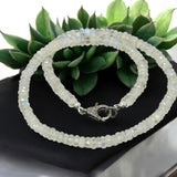 17.5 ” Rainbow Moonstone Pave Diamond Necklace, Spiritual Healing Gemstone Necklace , Crown Chakra Jewelry, June Birthstone Crystal Necklace