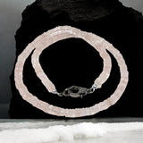17.75” Rose Quartz Pave Diamond Necklace, Spiritual Healing Crystal Necklace, Heart Chakra Gemstone Jewelry, Birthstone Handmade Gifts