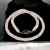 17.75” Rose Quartz Pave Diamond Necklace, Spiritual Healing Crystal Necklace, Heart Chakra Gemstone Jewelry, Birthstone Handmade Gifts