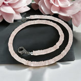 17.75” Rose Quartz Pave Diamond Necklace, Spiritual Healing Crystal Necklace, Heart Chakra Gemstone Jewelry, Birthstone Handmade Gifts