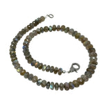 17.25” Natural Labradorite Necklace with Pave Diamond Clasp, Spiritual Healing Crystal Jewelry, Chakra Balancing Jewelry Gifts for Her