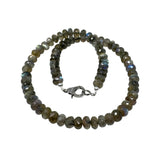 17.25” Natural Labradorite Necklace with Pave Diamond Clasp, Spiritual Healing Crystal Jewelry, Chakra Balancing Jewelry Gifts for Her
