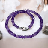 17” Amethyst Necklace, Pave Diamond Spiritual Healing Amethyst Crystal Necklace, Crown Chakra Jewelry, February Birthstone Gifts for Her