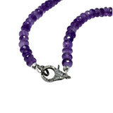 17” Amethyst Necklace, Pave Diamond Spiritual Healing Amethyst Crystal Necklace, Crown Chakra Jewelry, February Birthstone Gifts for Her