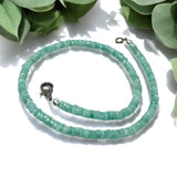 17.75” Peruvian Amazonite Pave Diamond Necklace, Spiritual Healing Crystal Necklace, Chakra Gemstone Jewelry, March December Birthstone Gift