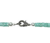 17.75” Peruvian Amazonite Pave Diamond Necklace, Spiritual Healing Crystal Necklace, Chakra Gemstone Jewelry, March December Birthstone Gift