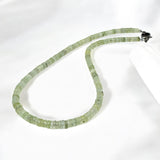 17.25" Prehnite Pave Diamond Necklace, Spiritual Healing Crystal Necklace, Heart Chakra Gemstone Jewelry, Birthstone Handmade Gifts