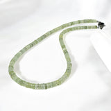 17.25" Prehnite Pave Diamond Necklace, Spiritual Healing Crystal Necklace, Heart Chakra Gemstone Jewelry, Birthstone Handmade Gifts
