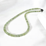 17.25" Prehnite Pave Diamond Necklace, Spiritual Healing Crystal Necklace, Heart Chakra Gemstone Jewelry, Birthstone Handmade Gifts