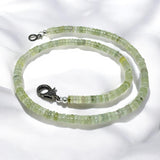 17.25" Prehnite Pave Diamond Necklace, Spiritual Healing Crystal Necklace, Heart Chakra Gemstone Jewelry, Birthstone Handmade Gifts